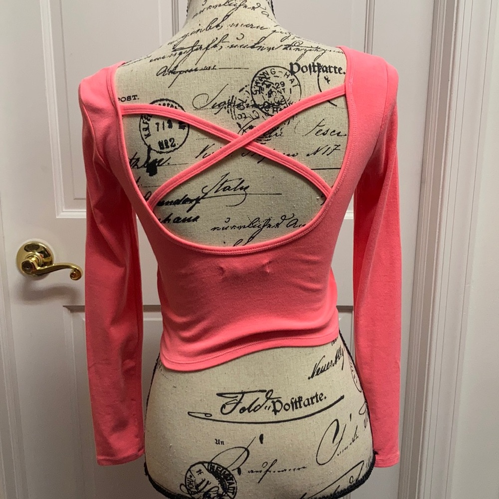 Abercrombie & Fitch Coral Crop Top w/ Crossed Back